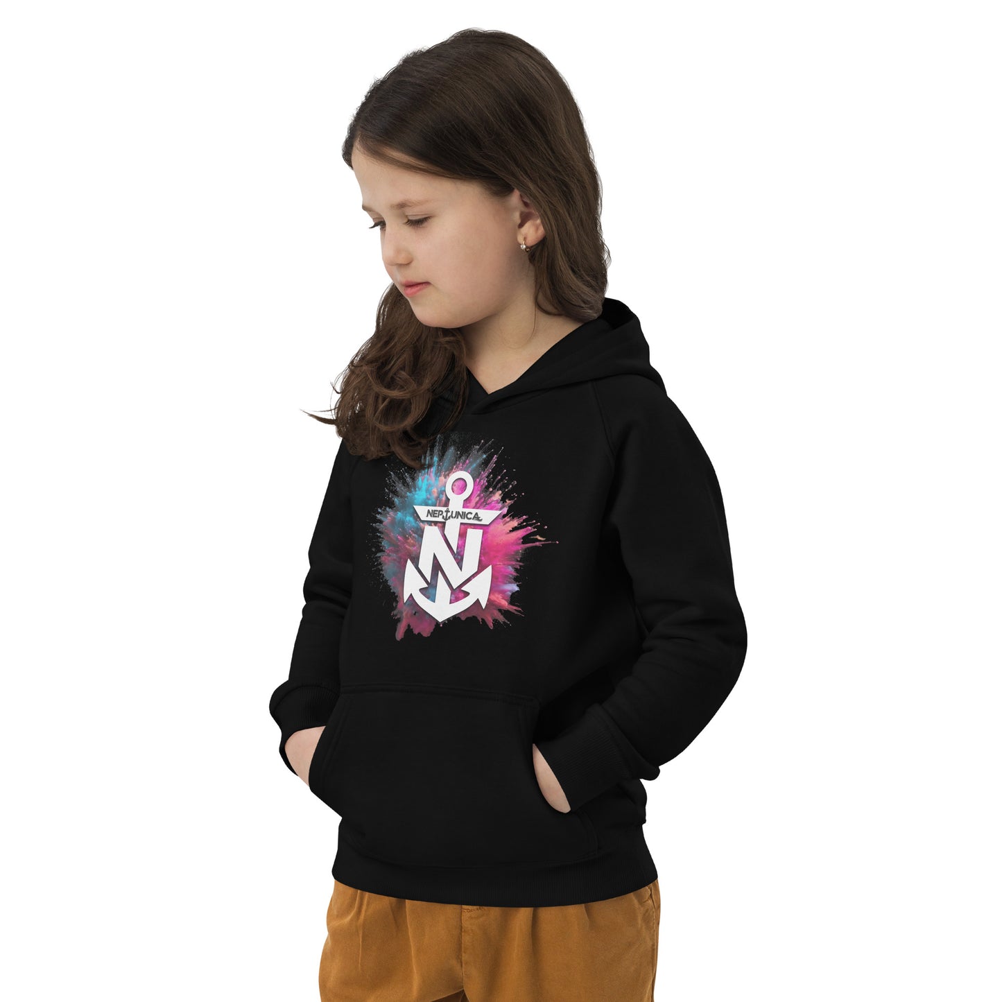 Neptunica Kids ECO/BIO Hoodie | Black Colorsplash Edition
