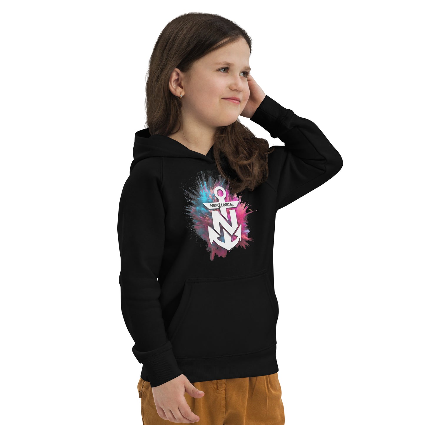 Neptunica Kids ECO/BIO Hoodie | Black Colorsplash Edition