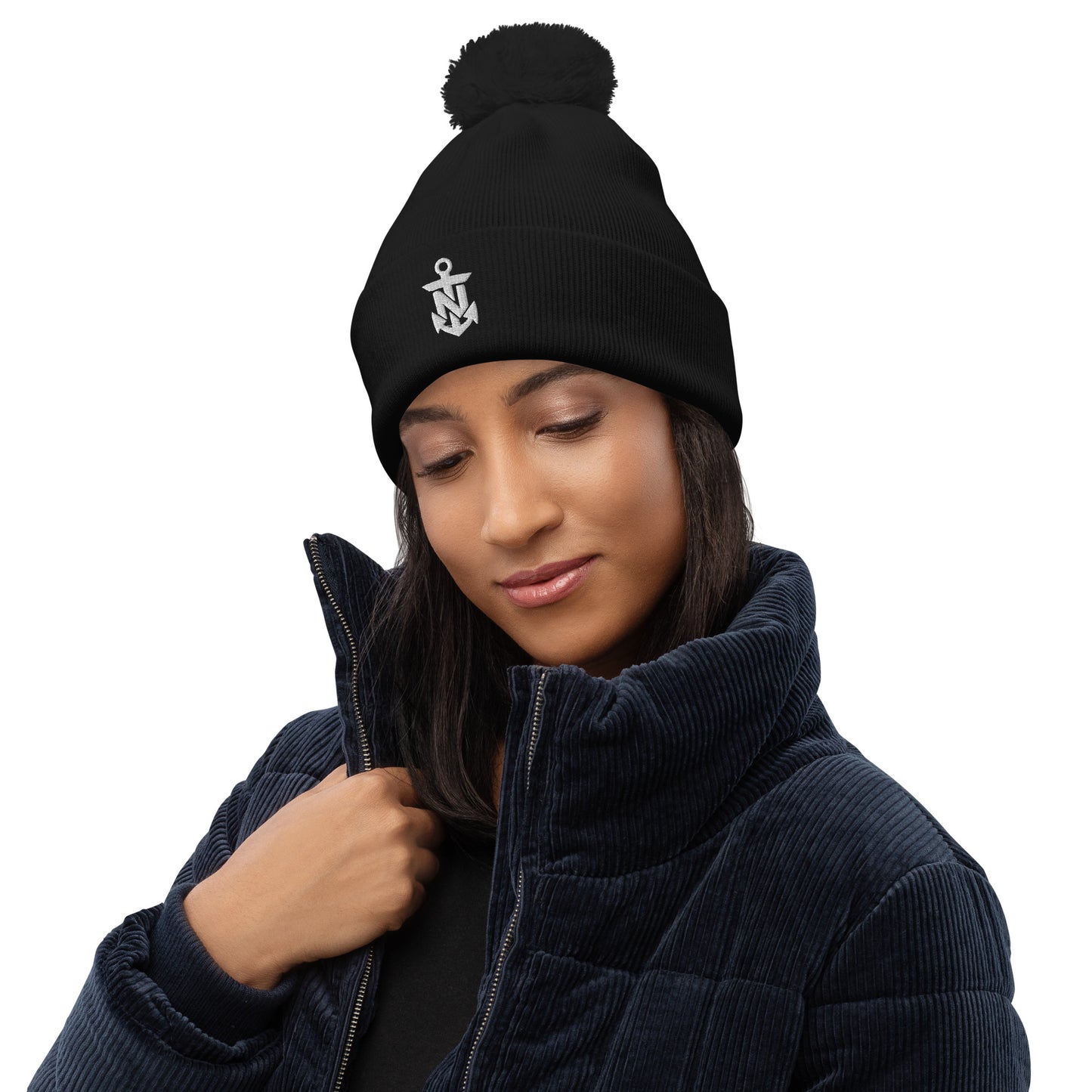 Neptunica Black Pom Pom Beanie | Anchor Edition
