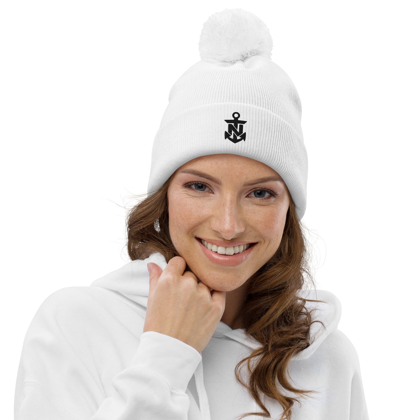 Neptunica White Pom Pom Beanie | Anchor Edition
