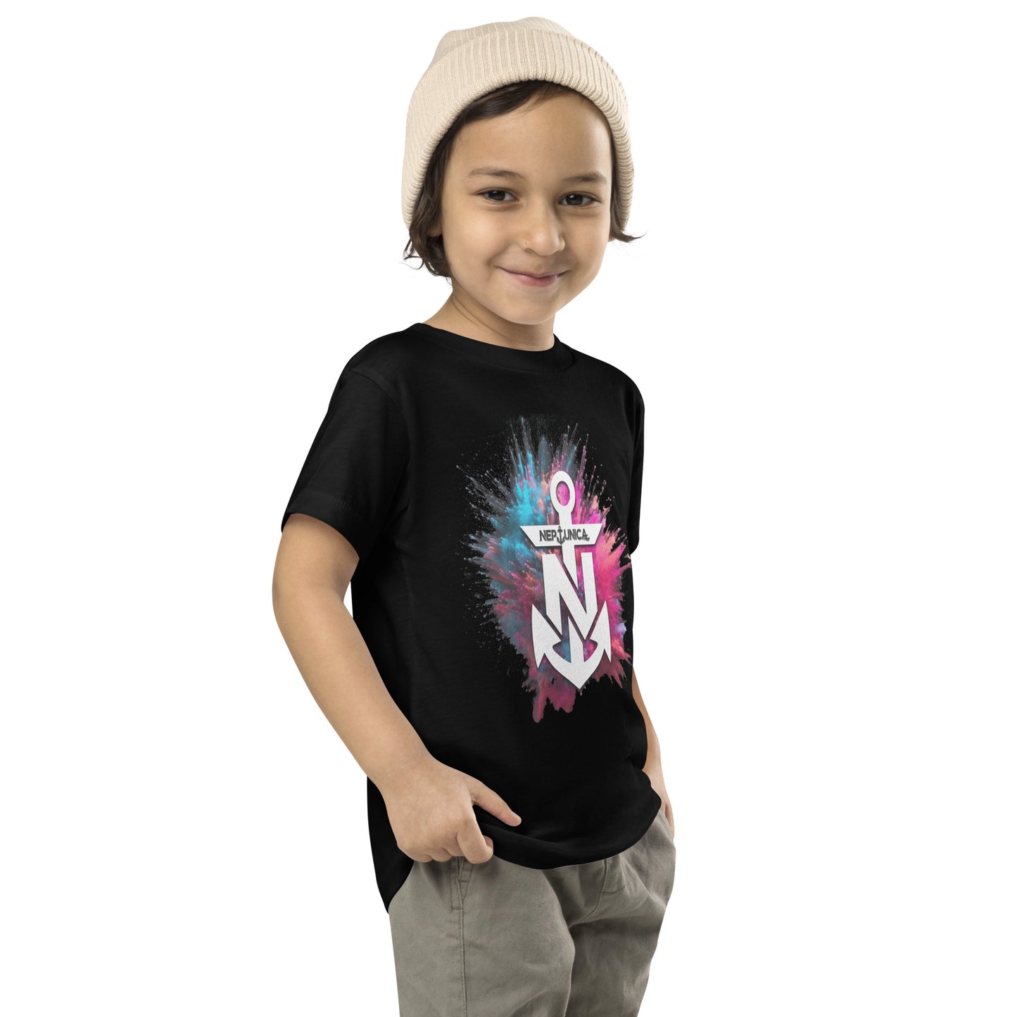 Neptunica Toddler Short Sleeve T-Shirt | Black Colorsplash Edition