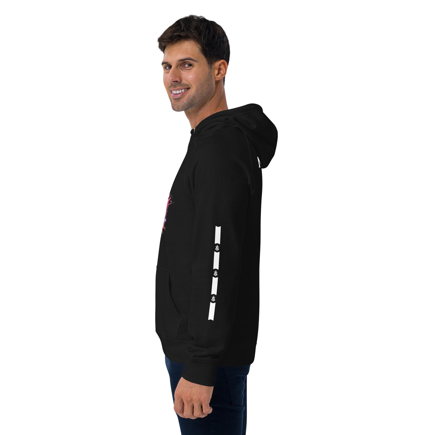 Neptunica Unisex ECO/BIO Raglan Hoodie | Black Colorsplash Edition