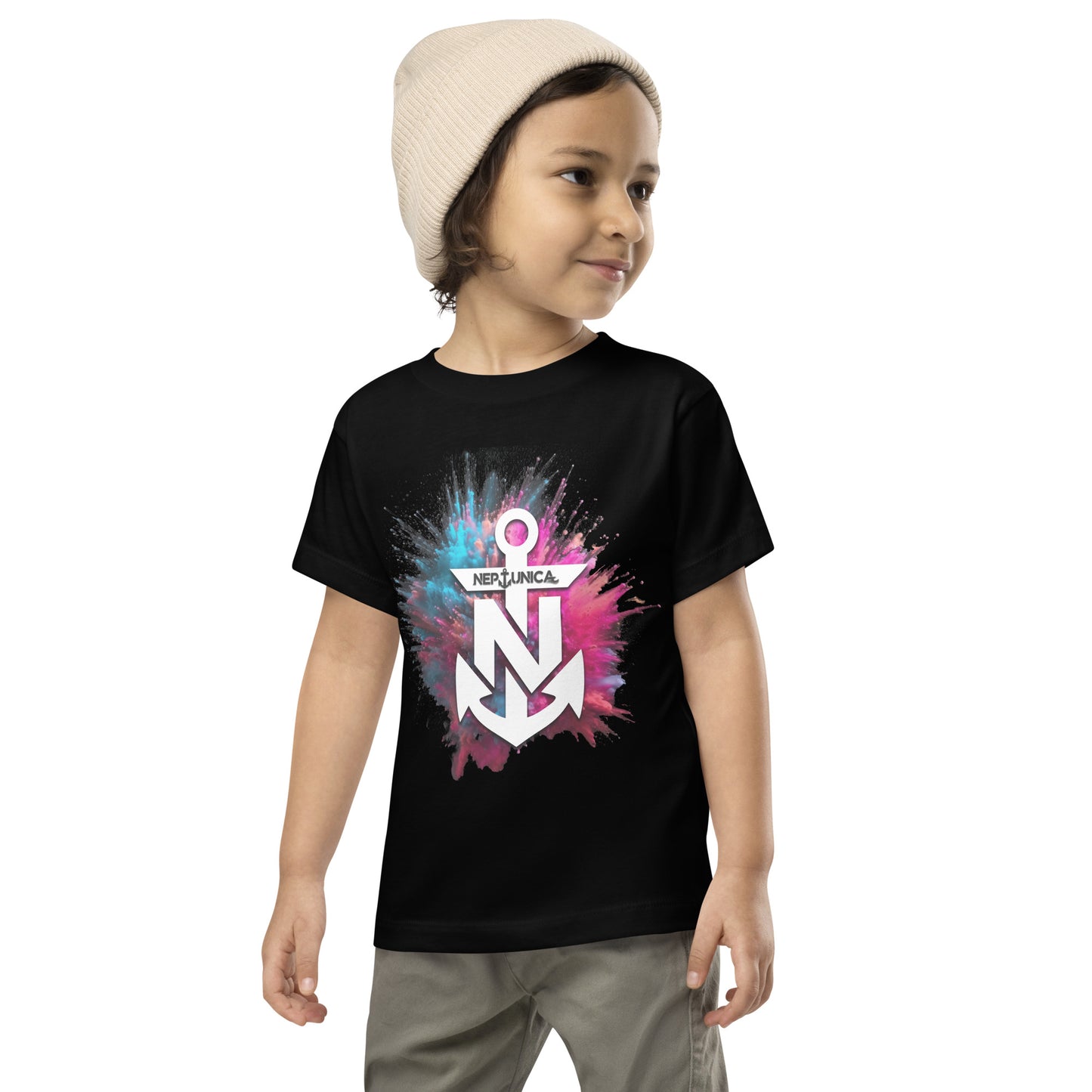 Neptunica Toddler Short Sleeve T-Shirt | Black Colorsplash Edition